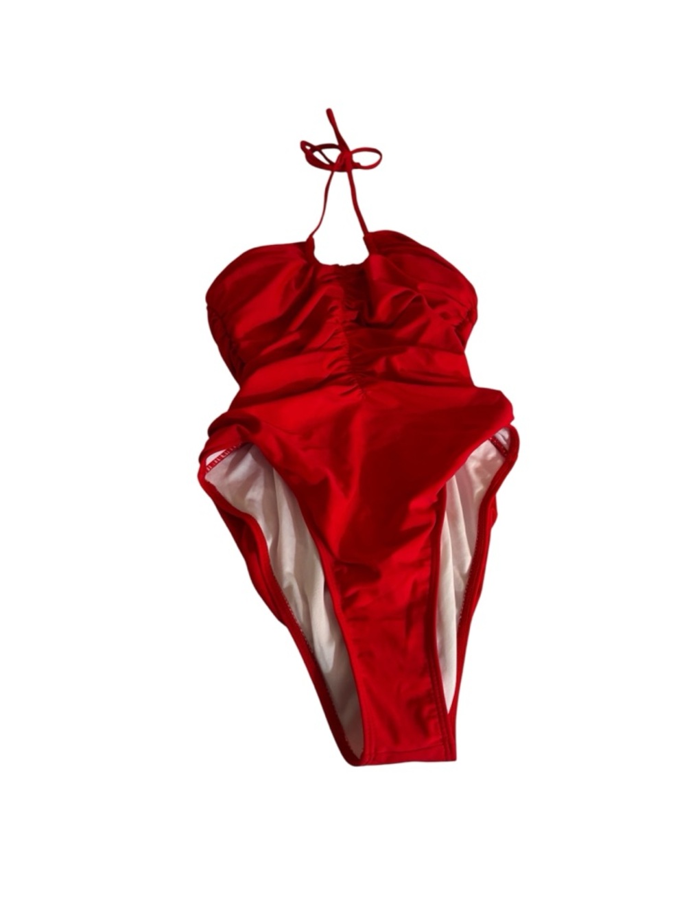 SHEIN Red Halter One-Piece Swimsuit